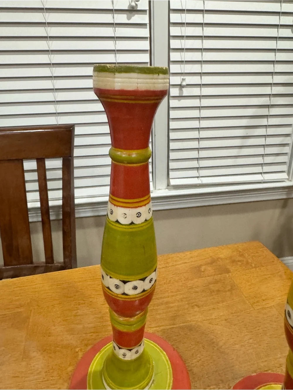 Handmade in India Painted Wood Candlesticks by Tozai Home